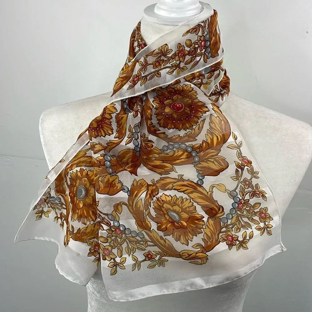 SCARF Rectangular Sheer Floral Print - Picture 1 of 4